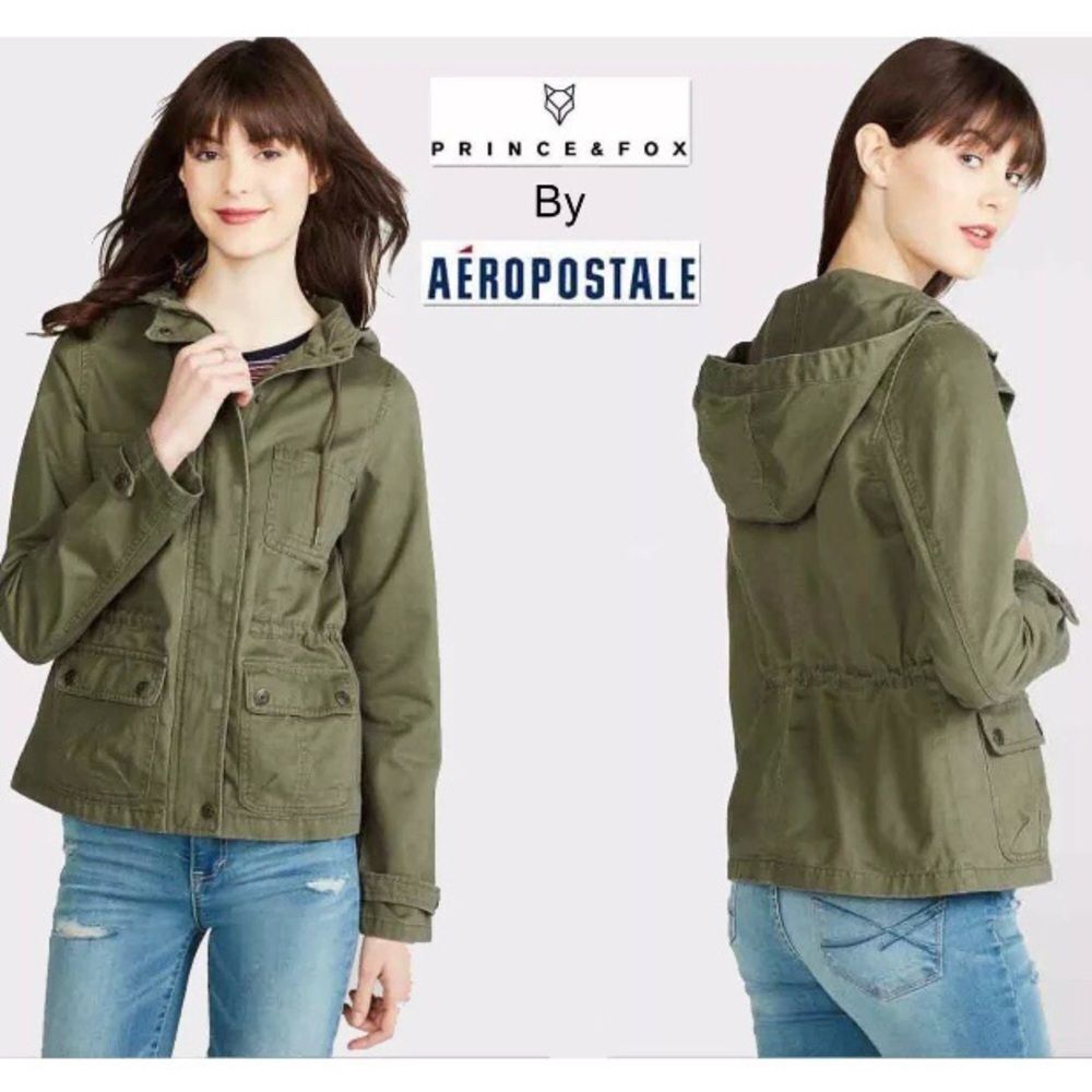 NWT M AEROPOSTALE Twill Parka Olive Hoodie Jacket